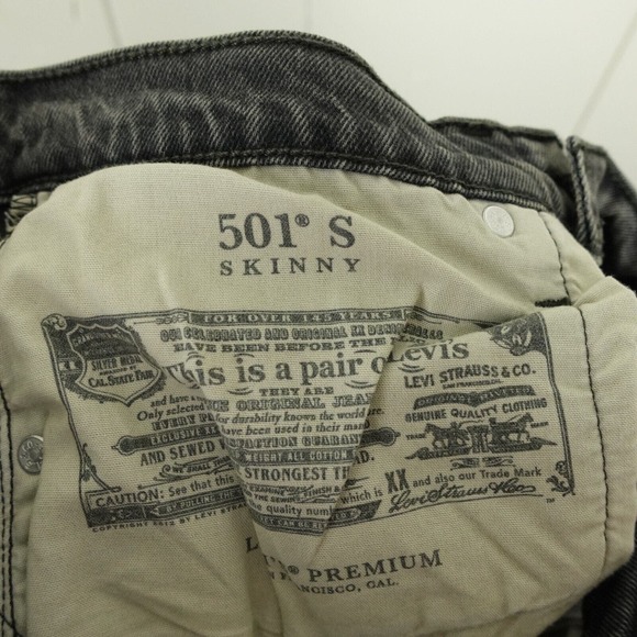 Levi's Premium 501 Skinny Button Fly Denim Jeans Womens SZ 28x28 Gray Distressed - Picture 10 of 16